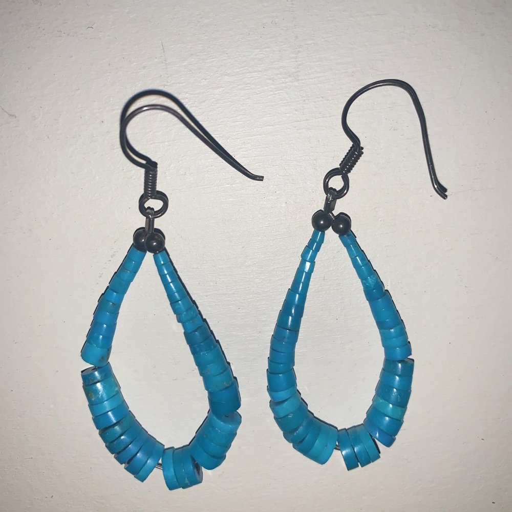 Blue beaded earrings